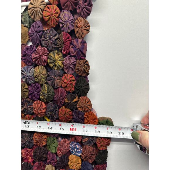 Handmade Yo-Yo Patchwork Silk Vest π Vintage Boho Festival Top β 100% Silk - Picture 5 of 7